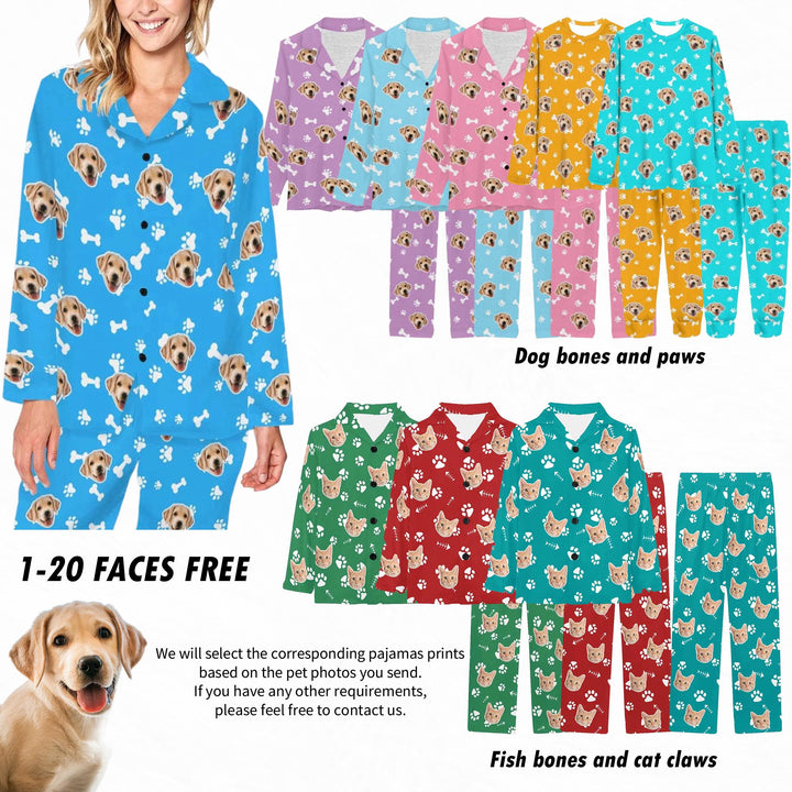Custom dog face pajamas for family,Personalized dog photo Pajama set