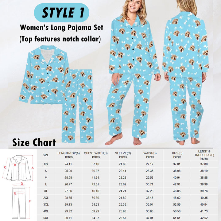 Custom dog face pajamas for family,Personalized dog photo Pajama set