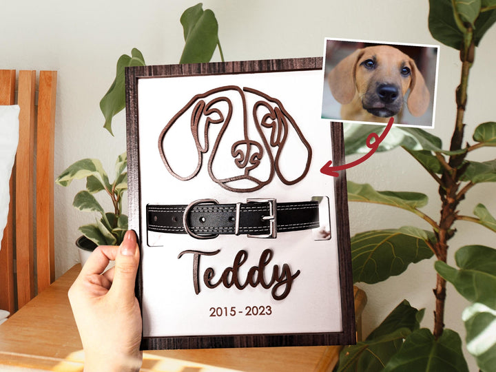 Custom Memorial Pet Collar Frame,Personalised one-line Pet Framed Art, Loss Of Dog, Cat Loss Gifts, Pet Collar Holder,Pet Loss Gifts