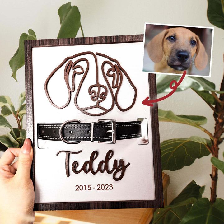 Custom Memorial Pet Collar Frame,Personalised one-line Pet Framed Art, Loss Of Dog, Cat Loss Gifts, Pet Collar Holder,Pet Loss Gifts