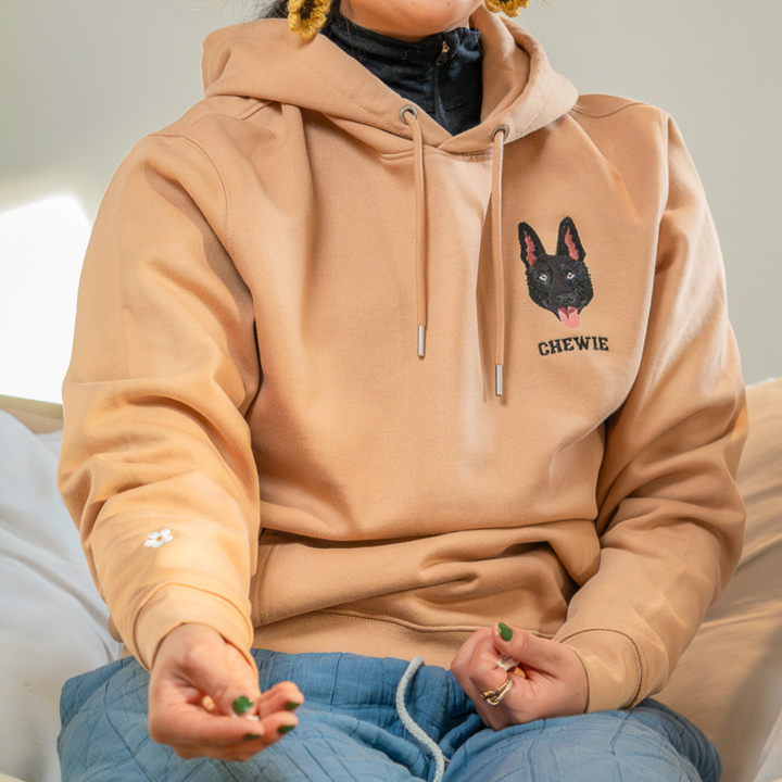 Embroidered Pet Portrait Organic Hoodie Sweatshirt