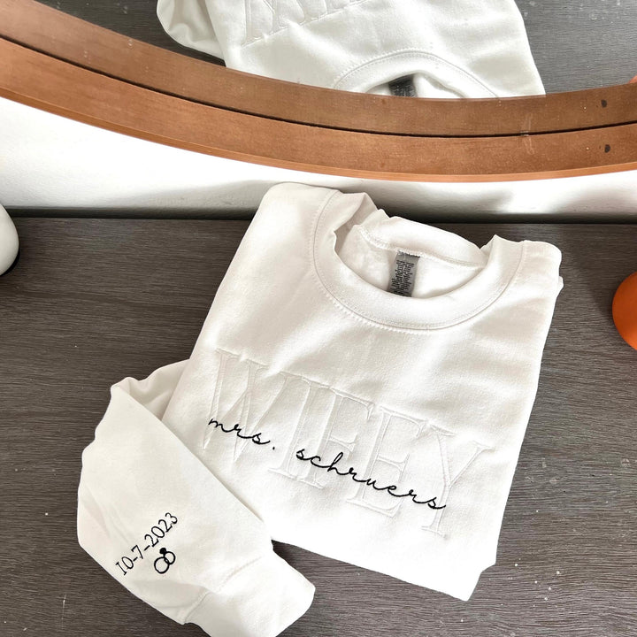 Wifey Personalized Embroidery Bridal and Engagement sweatshirt