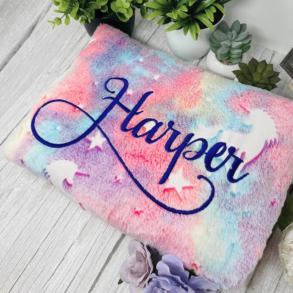 Custom Glow in the Dark Unicorn Blanket - Unicorn Blanket Gift For Girls Birthday Christmas