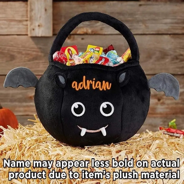 Bat Custom Halloween Bag - Embroidered Name Personalized Trick or Treat Bucket