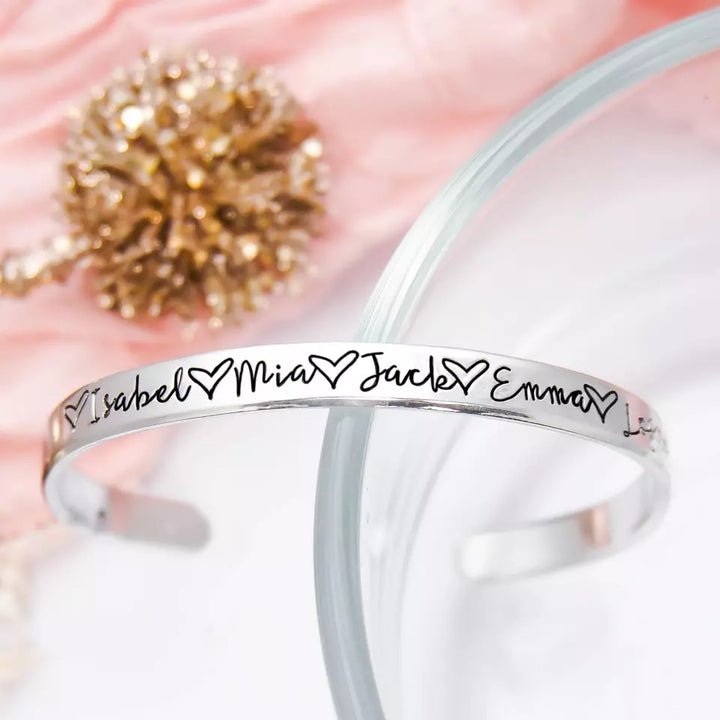 Custom Grandkids Name Bracelets - Personalized Gift For Her Mom Grandma