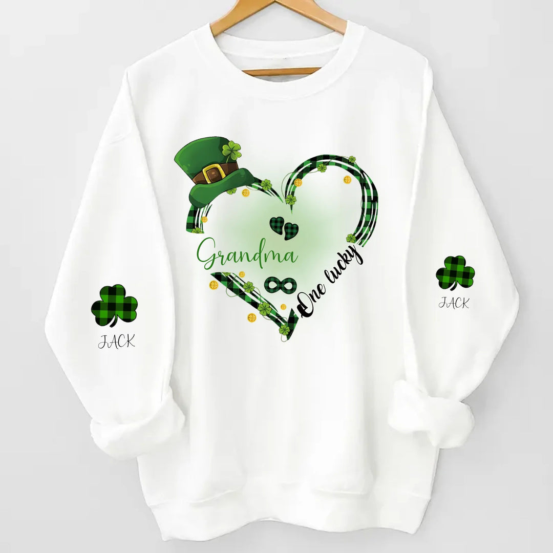 Personalized One Lucky Grandma Nana Mom Shamrocks Kids - Gift Idea For St. Patrick Day Mother's Day
