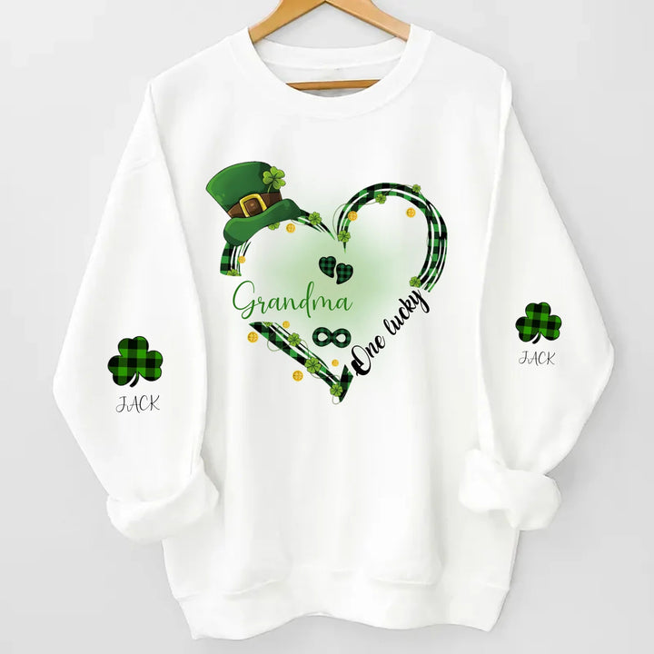 Personalized One Lucky Grandma Nana Mom Shamrocks Kids - Gift Idea For St. Patrick Day Mother's Day