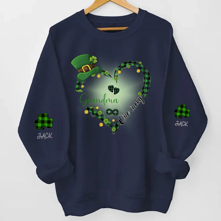 Personalized One Lucky Grandma Nana Mom Shamrocks Kids - Gift Idea For St. Patrick Day Mother's Day