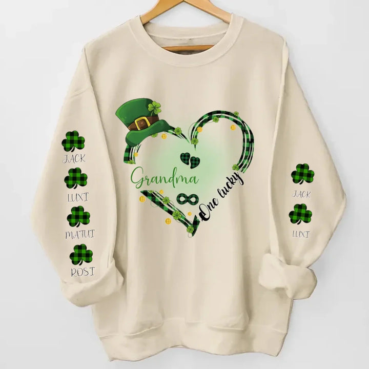 Personalized One Lucky Grandma Nana Mom Shamrocks Kids - Gift Idea For St. Patrick Day Mother's Day