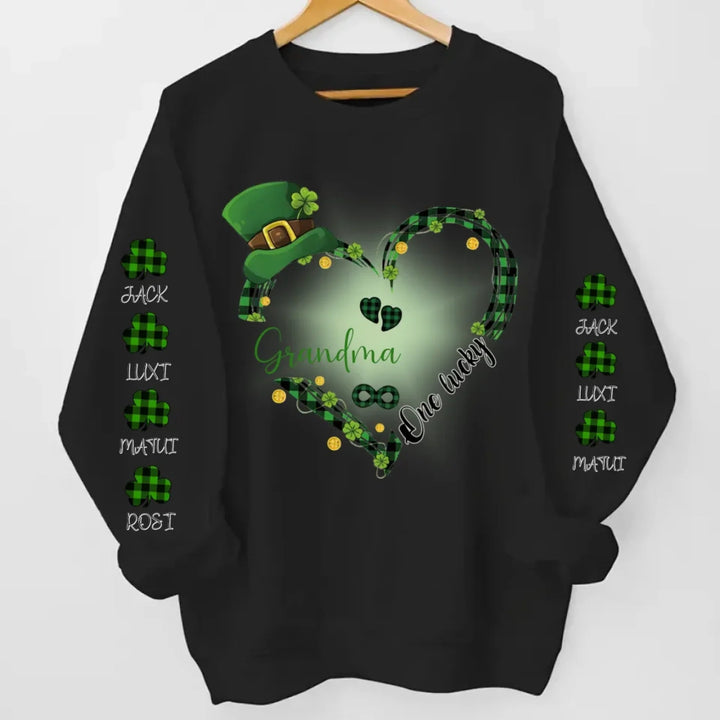 Personalized One Lucky Grandma Nana Mom Shamrocks Kids - Gift Idea For St. Patrick Day Mother's Day