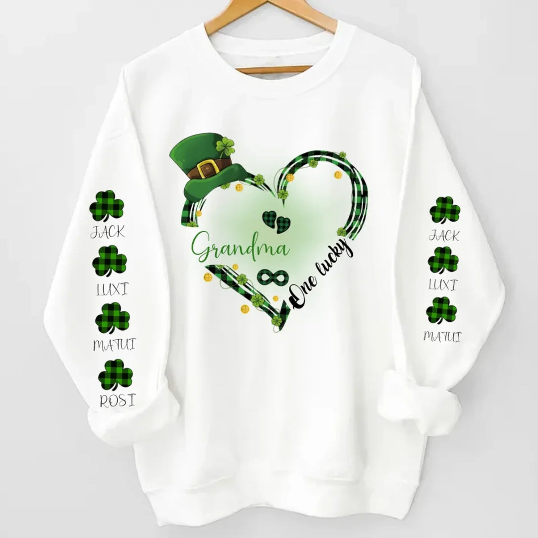 Personalized One Lucky Grandma Nana Mom Shamrocks Kids - Gift Idea For St. Patrick Day Mother's Day
