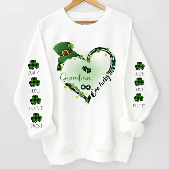Personalized One Lucky Grandma Nana Mom Shamrocks Kids - Gift Idea For St. Patrick Day Mother's Day