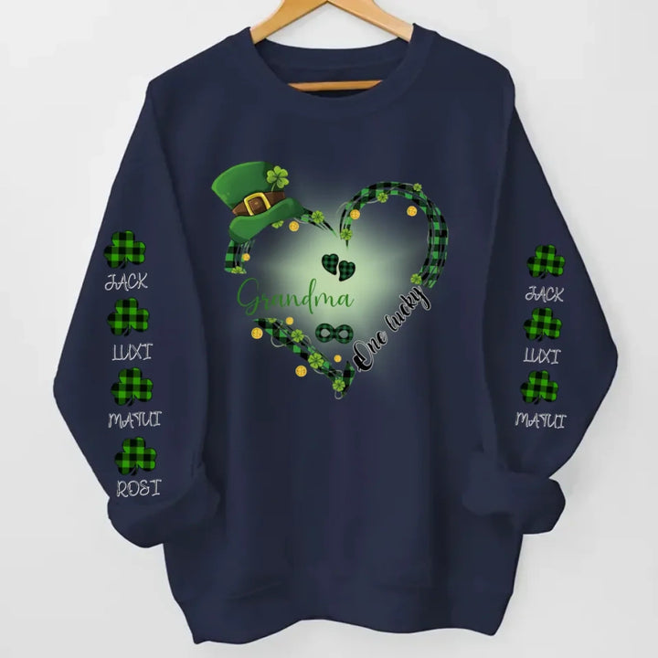 Personalized One Lucky Grandma Nana Mom Shamrocks Kids - Gift Idea For St. Patrick Day Mother's Day