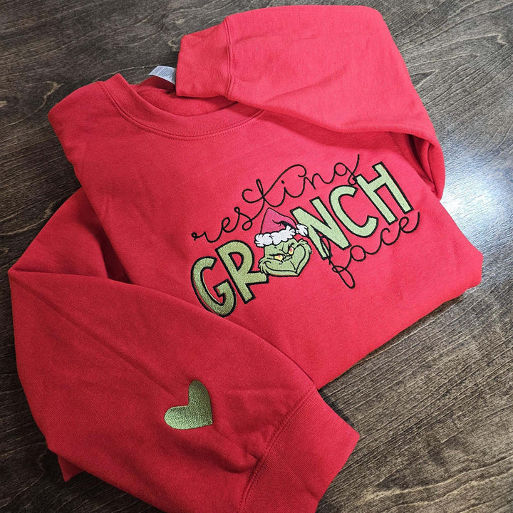 RESTING GRINCH FACE christmas crewneck sweatshirts