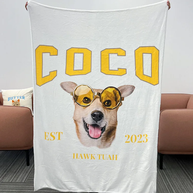 Custom Pet Portrait Blanket -Pet Lover Gifts