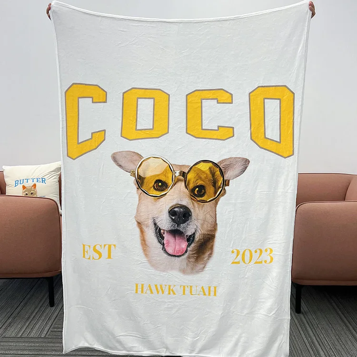 Custom Pet Portrait Blanket -Pet Lover Gifts