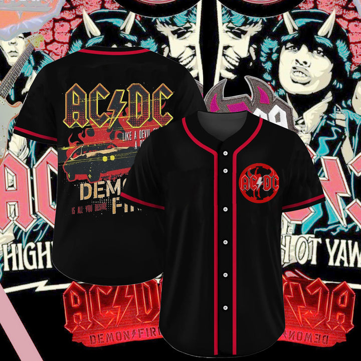 Custom AC/DC Like A Devil On A Deadline Demon Is  All You Desire Fire Jersey