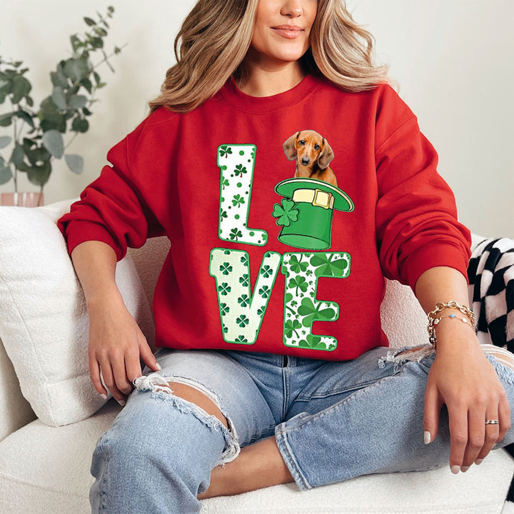 Custom St. Patrick's Happy Doghead Printed Sweatshirt