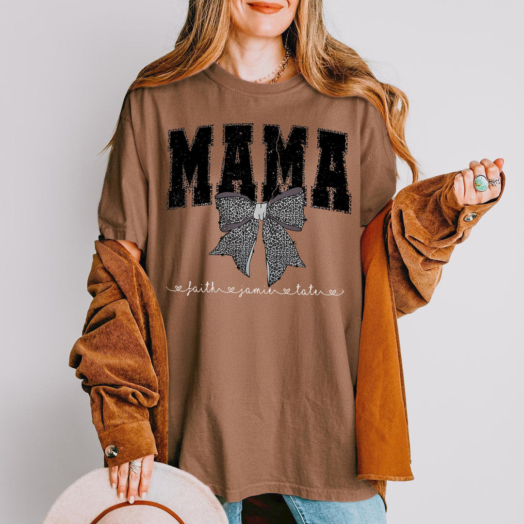 Custom Coquette Leopard Mama Bow T-Shirt