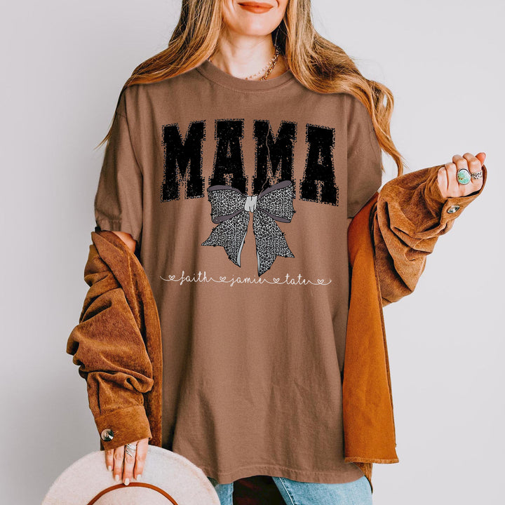 Custom Coquette Leopard Mama Bow T-Shirt