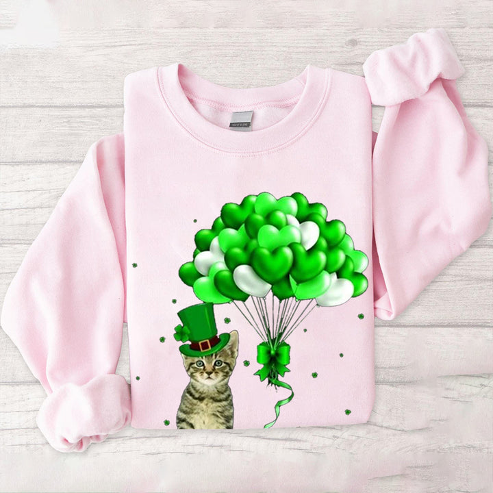 Custom St. Patrick Happy Cat balloon sweatshirt