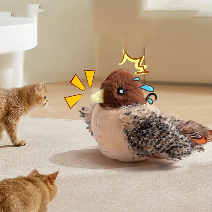 Interactive Cat Toy Plush Sparrow With Realistic Bird Sounds