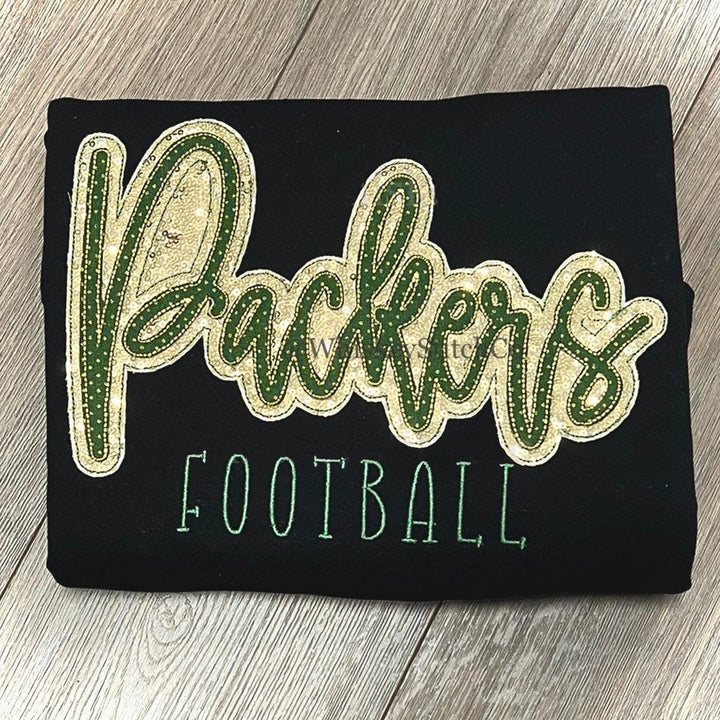 FOOTBALL PACK SWEATSHIRT Sparkly Glitter Sequin Applique Embroidered Gameday, Sportswear, School Mascot, Spirit Wear, Fan Gear, Stadium Wear