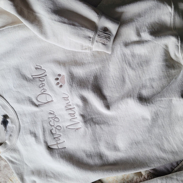 Embroidered Pet Portrait Sweatshirt Hoodie With Pet Name Christmas Gift For Dog Mom Pet Lovers