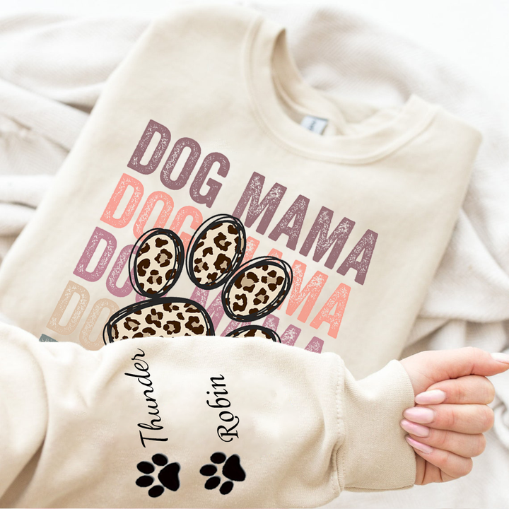 Custom dog mama leopard paw print hoodie