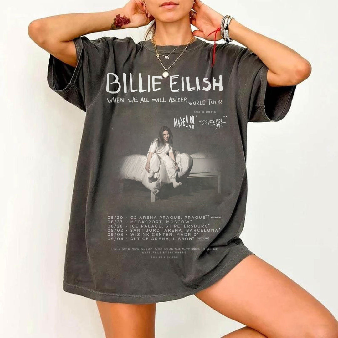 Personalized Billie Eilish When We All Fall Asleep,World Tour Print T-shirt