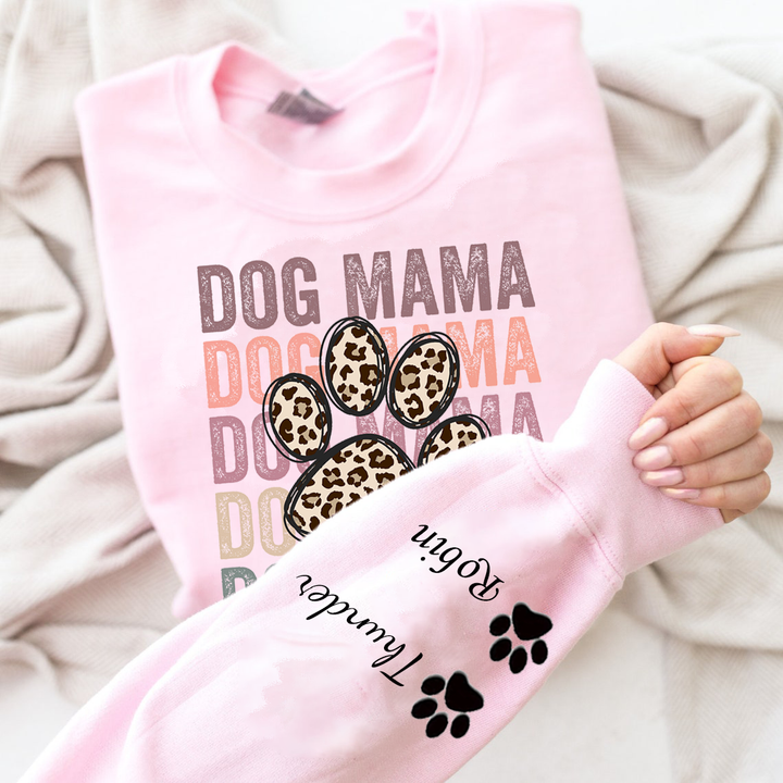 Custom dog mama leopard paw print hoodie