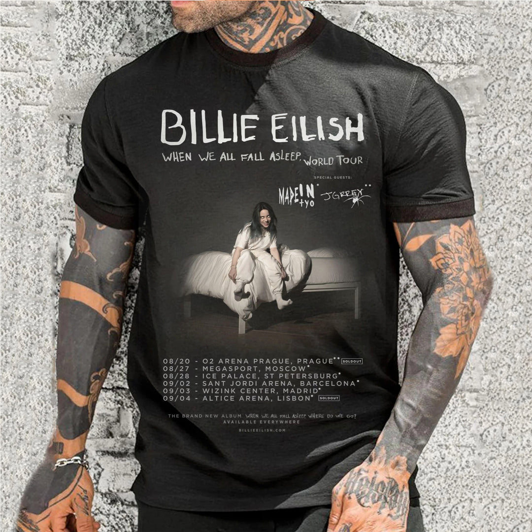 Personalized Billie Eilish When We All Fall Asleep,World Tour Print T-shirt