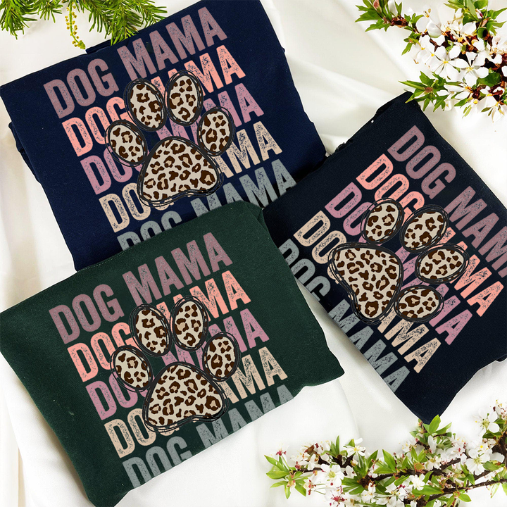 Custom dog mama leopard paw print hoodie