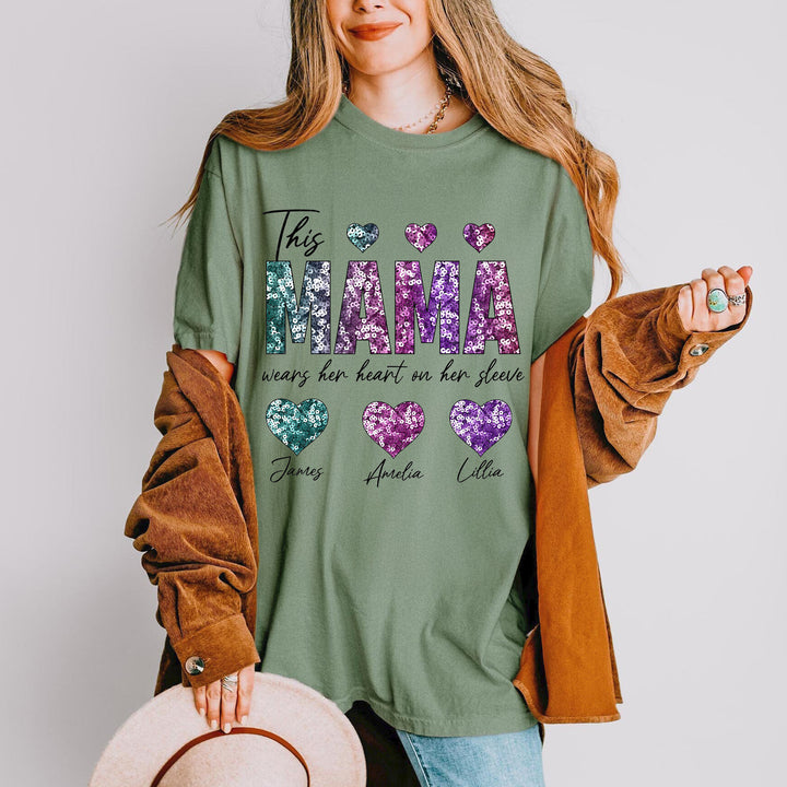 This MAMA Wears her heart on her sleeve T-Shirt