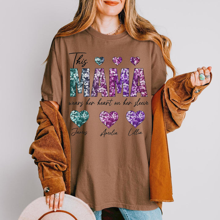 This MAMA Wears her heart on her sleeve T-Shirt