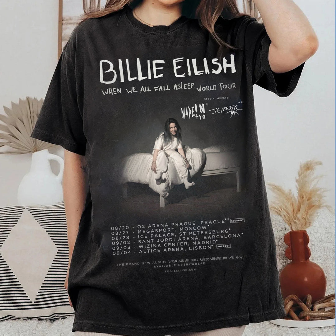 Personalized Billie Eilish When We All Fall Asleep,World Tour Print T-shirt