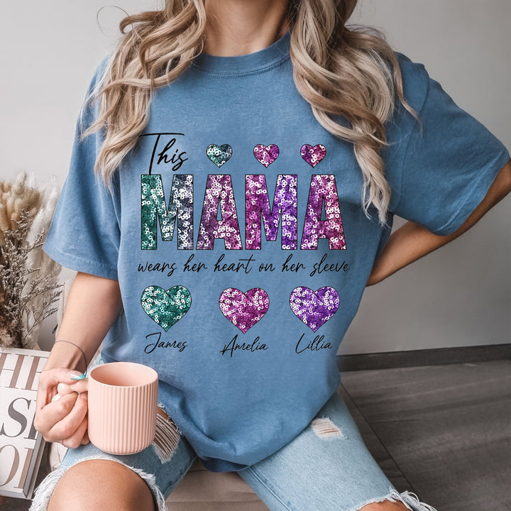 This MAMA Wears her heart on her sleeve T-Shirt