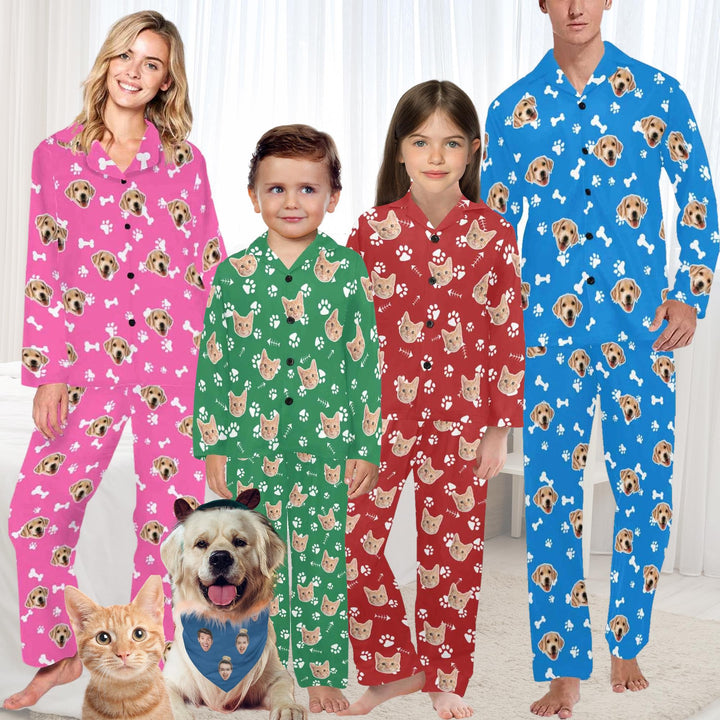 Custom dog face pajamas for family,Personalized dog photo Pajama set