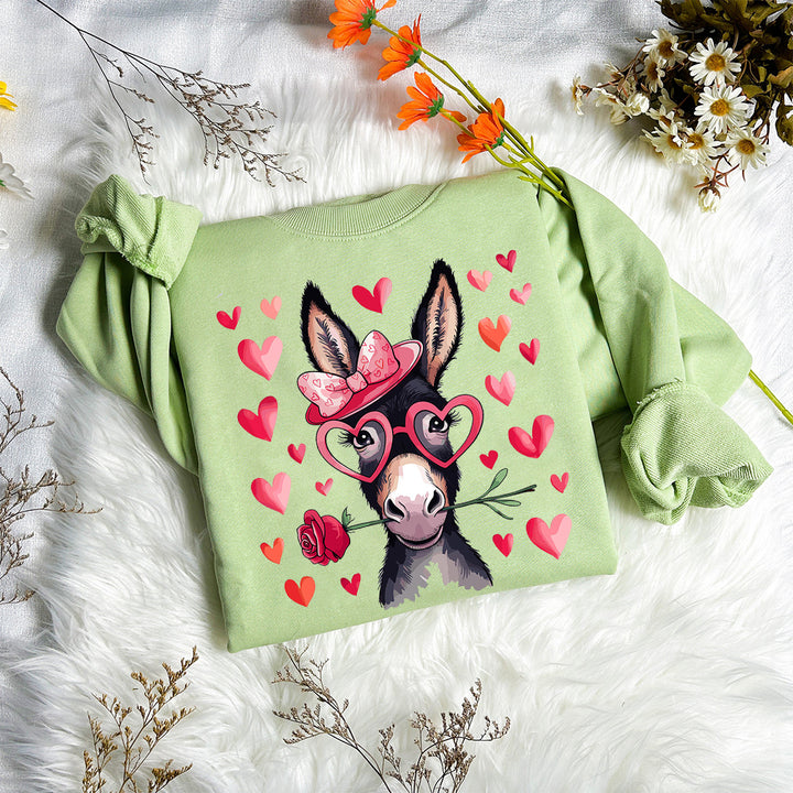 Valentines Day Sublimation Donkey Design Sweatshirt