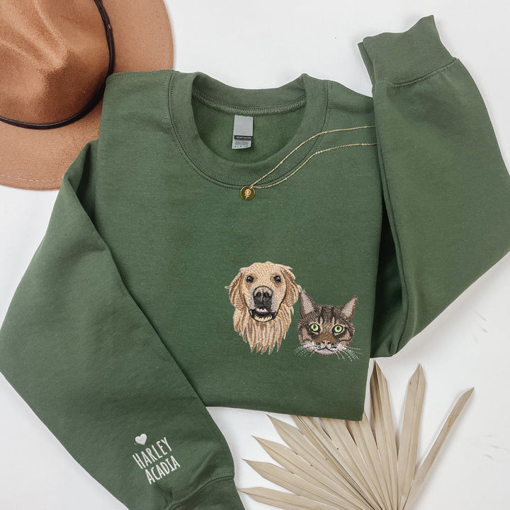 Custom embroidered pet sweater, custom dog portrait sweatshirt