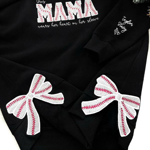Football Side Bow Embroidery Sweatshirt