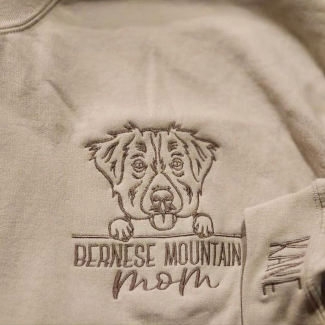 Embroidered Pet Portrait Sweatshirt Hoodie With Pet Name Christmas Gift For Dog Mom Pet Lovers