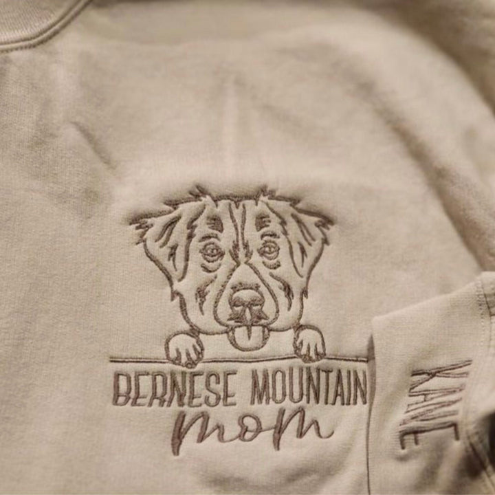 Embroidered Pet Portrait Sweatshirt Hoodie With Pet Name Christmas Gift For Dog Mom Pet Lovers