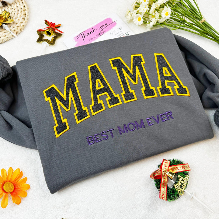 Custom Glitter MAMA Embroidered Sweatshirt