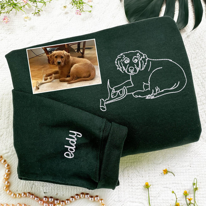 Aangepast hondenportret,Geborduurd sweatshirt