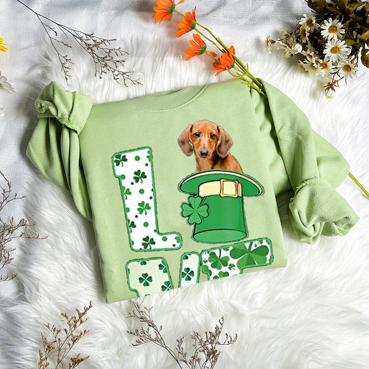 Custom St. Patrick's Happy Doghead Printed Sweatshirt