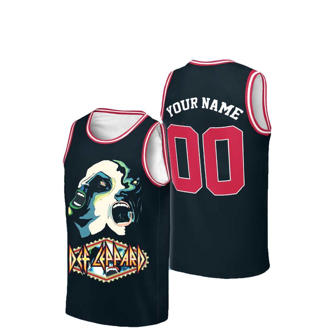 Customize with the Def Leppard band name and numbers basketball  Jersey