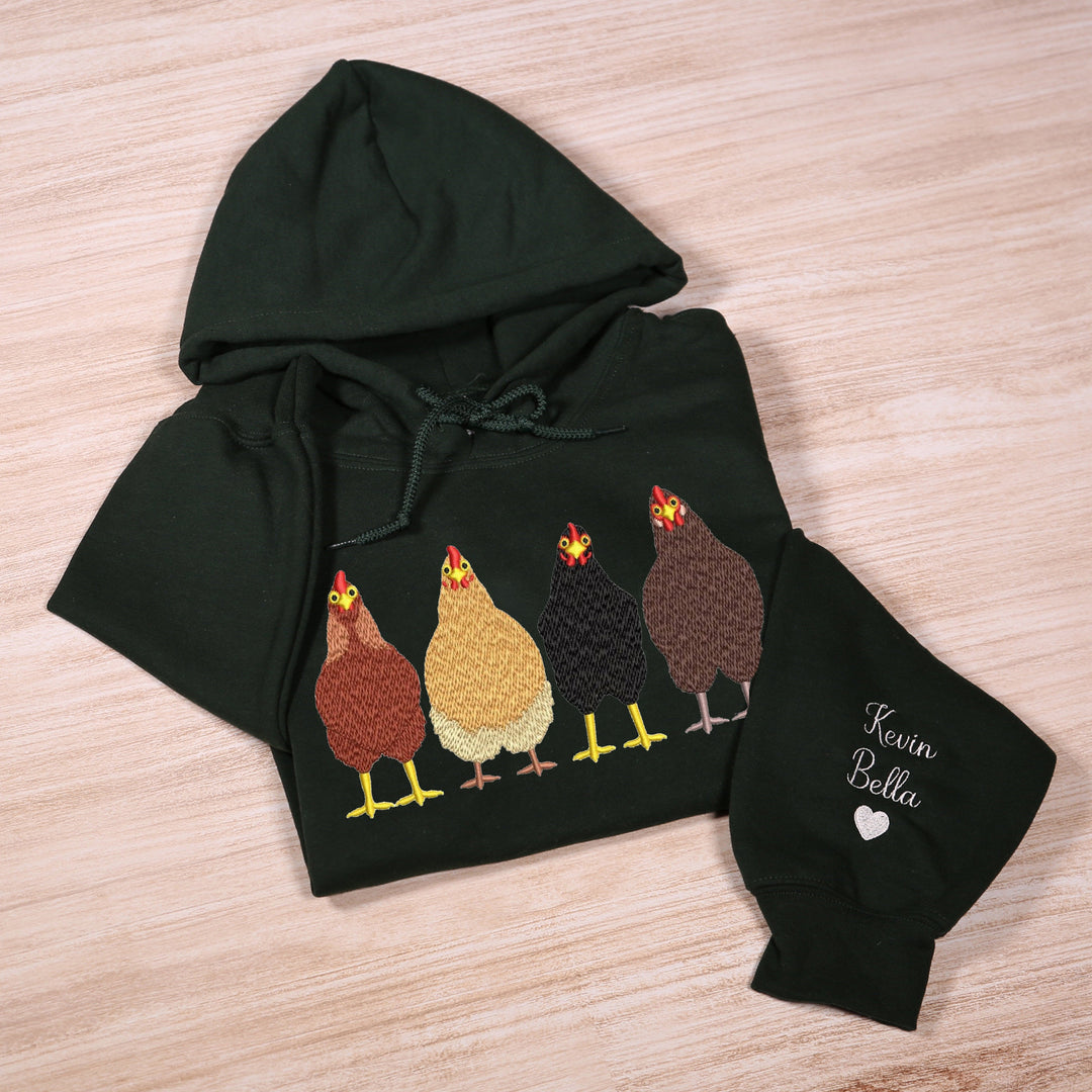 Custom embroidered farm chicken hoodie