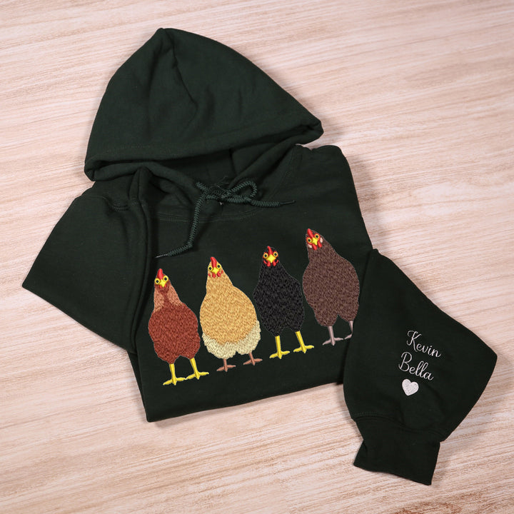 Custom embroidered farm chicken hoodie
