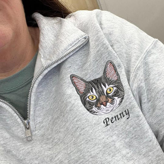Custom EMBROIDERED Pet Quarter Zip Sweatshirt